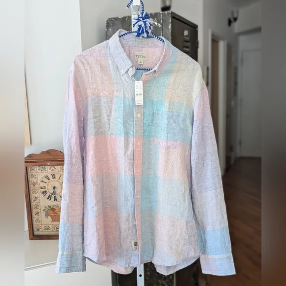 J. Crew Pastel Plaid Baird McNutt Button Down Shirt L - Picture 8 of 8